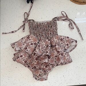 Floral Baby Romper with Ruffle Skirt